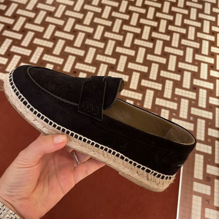 Hermes black suede trip espadrille
