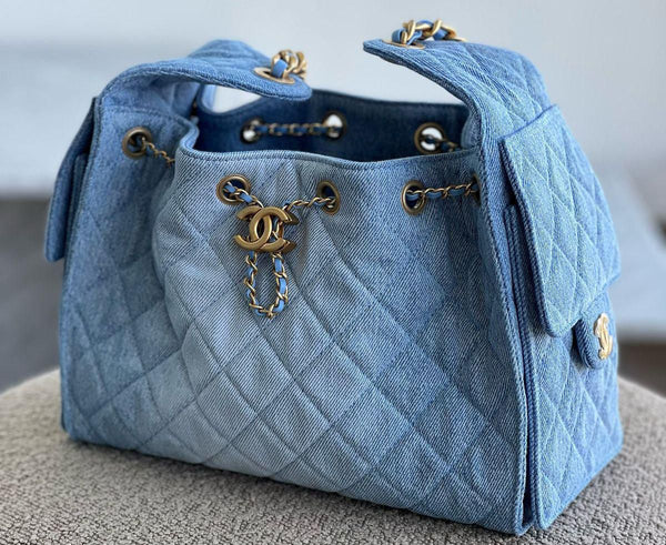 Chanel 25 Hobo Handbag — Small, Light Denim &amp; Gold Hardware
