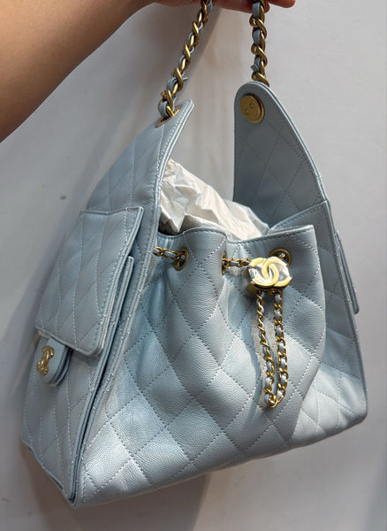 Chanel 25B Hobo Handbag — Small, Baby Blue &amp; Gold Hardware