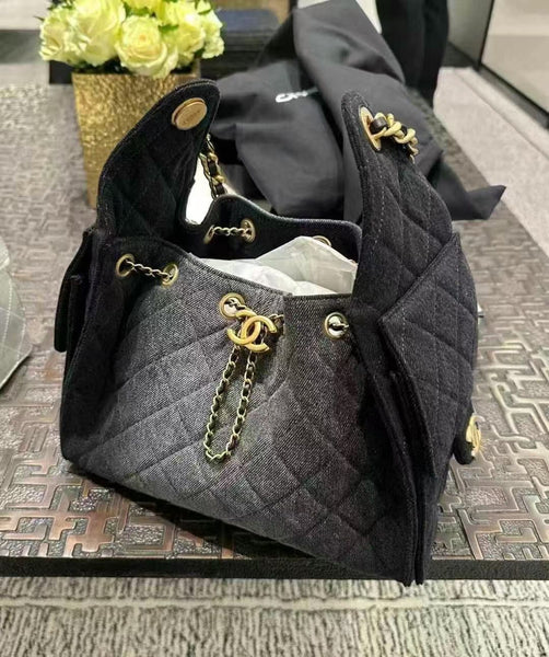 Chanel 25B Hobo Handbag — Small, Dark Denim &amp; Gold Hardware