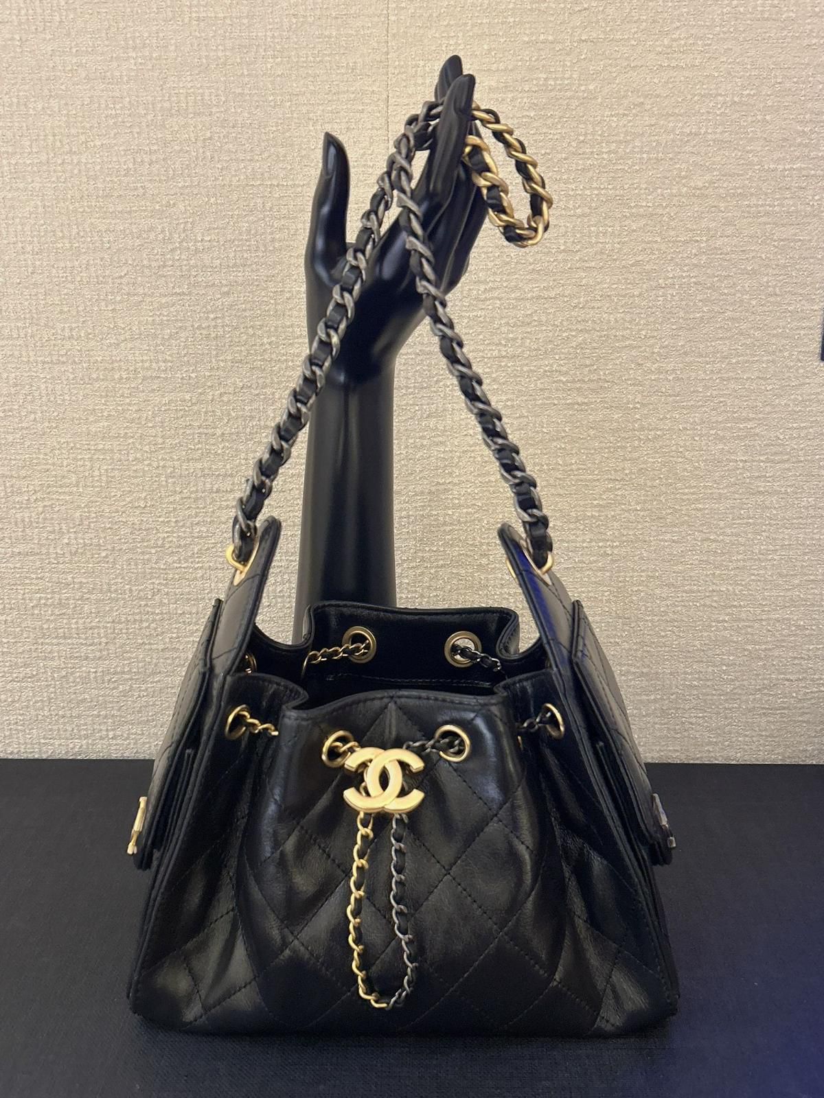 Chanel String Bag Chanel 26C Mini Drawstring Bag — Black – Personal Shopper London