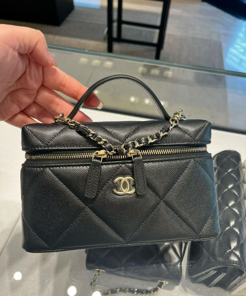 Chanel Black Quilted Caviar Vanity