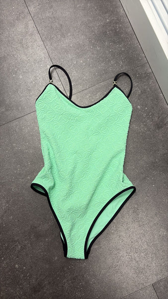 Chanel CC Monogram Embossed Swimsuit — Mint Green 