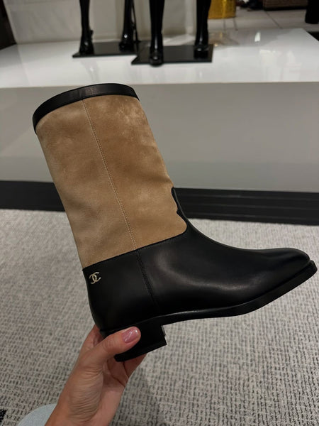 Chanel Suede Boots Beige 2025