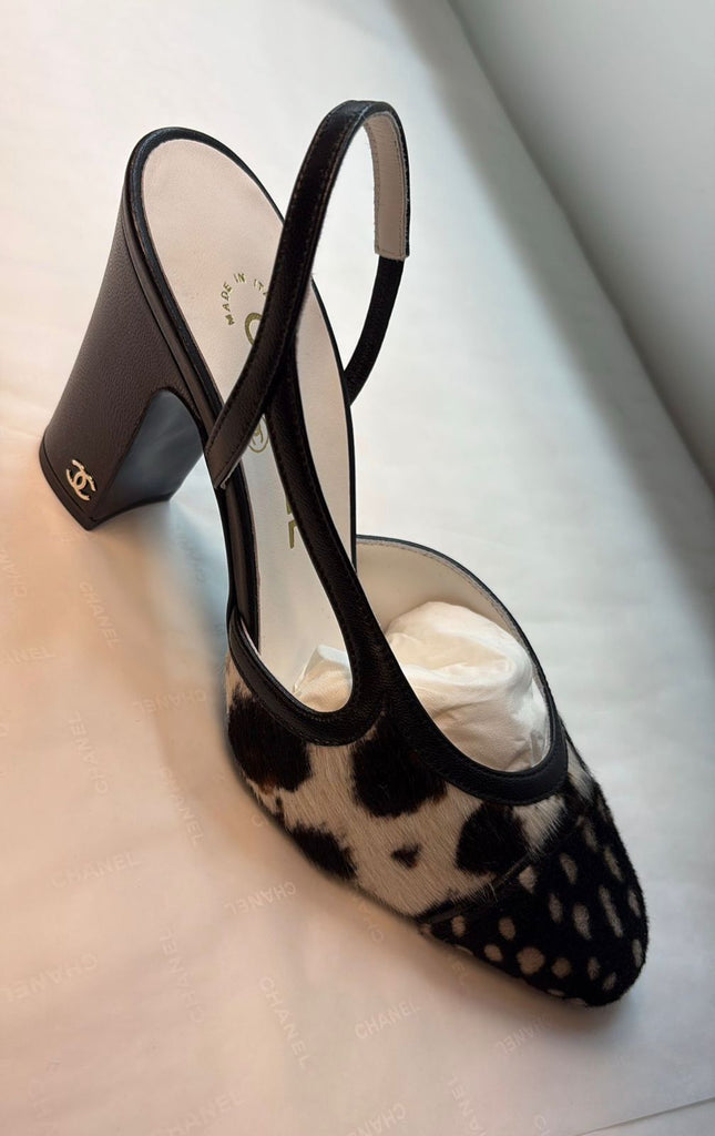 Chanel animal print slingbacks