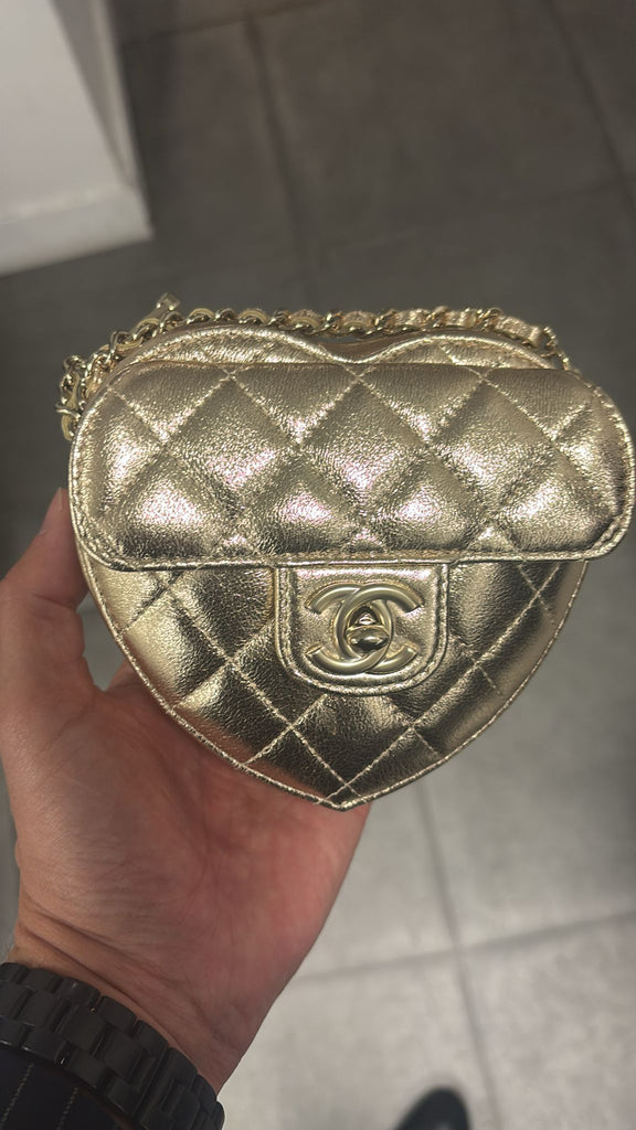 Chanel small heart bag gold