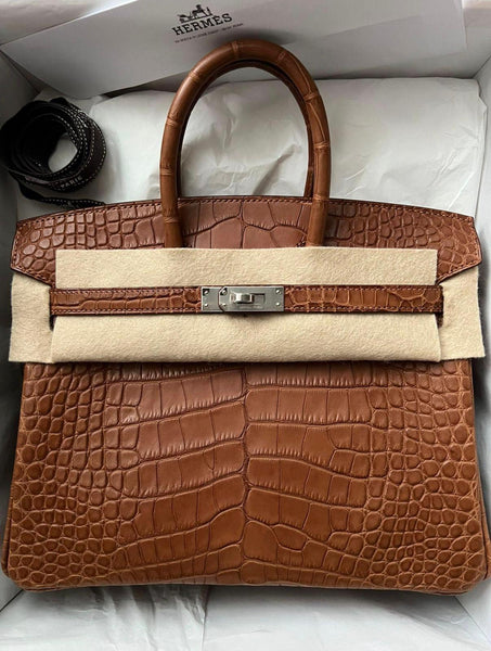 Hermès Birkin 25 Matte Alligator Gold with Palladium Hardware