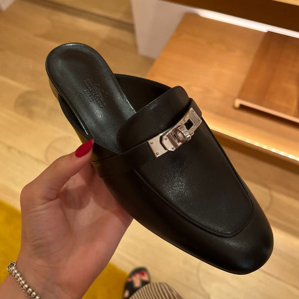 Hermes Oz mules in black