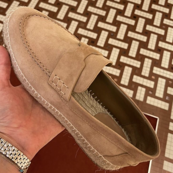 Hermes beige suede trip espadrille