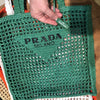 Prada green raffia tote