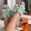 Hermes 2022 Teddy Bear Vert d'eau Oran woolskin sandals
