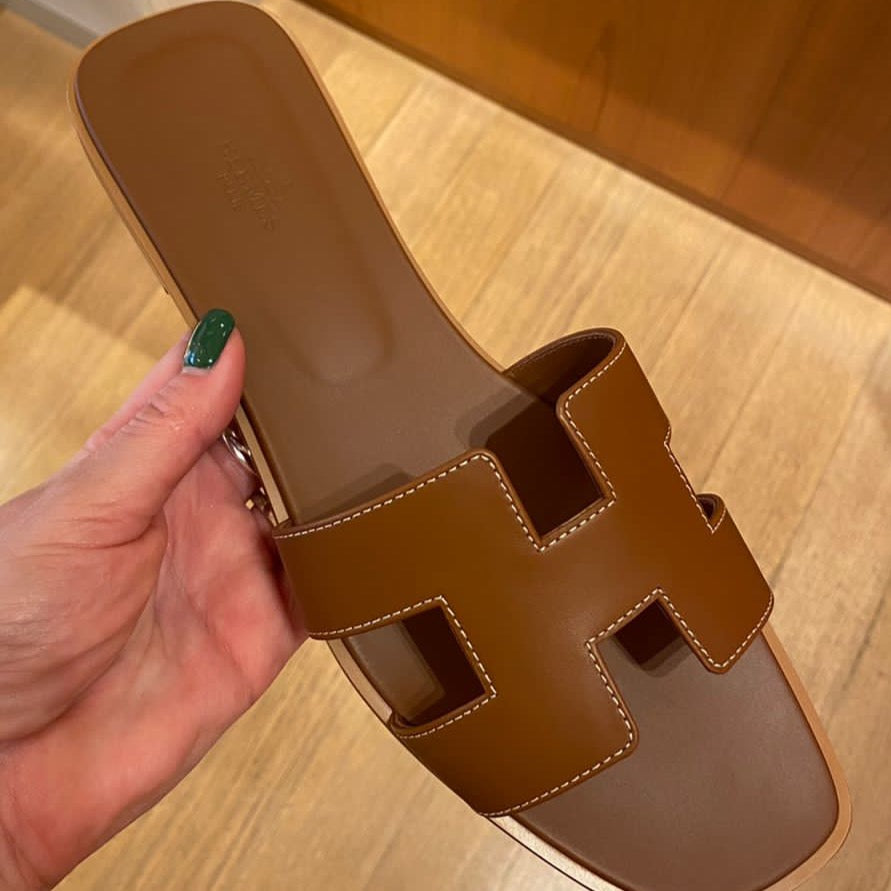 Hermes Oran sandals Tan