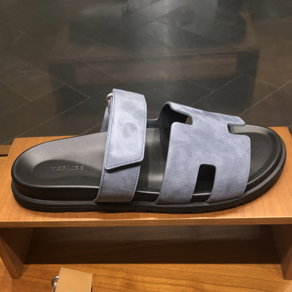Men's Hermes Chypre suede sandals blue